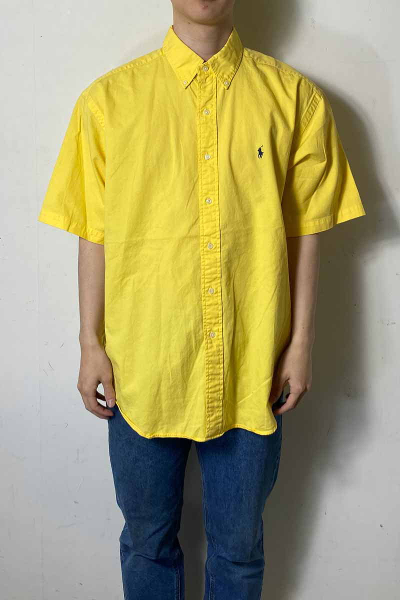 90's S/S B.D. COTTON TWILL BLAKE SHIRT / YELLOW [SIZE: L USED]