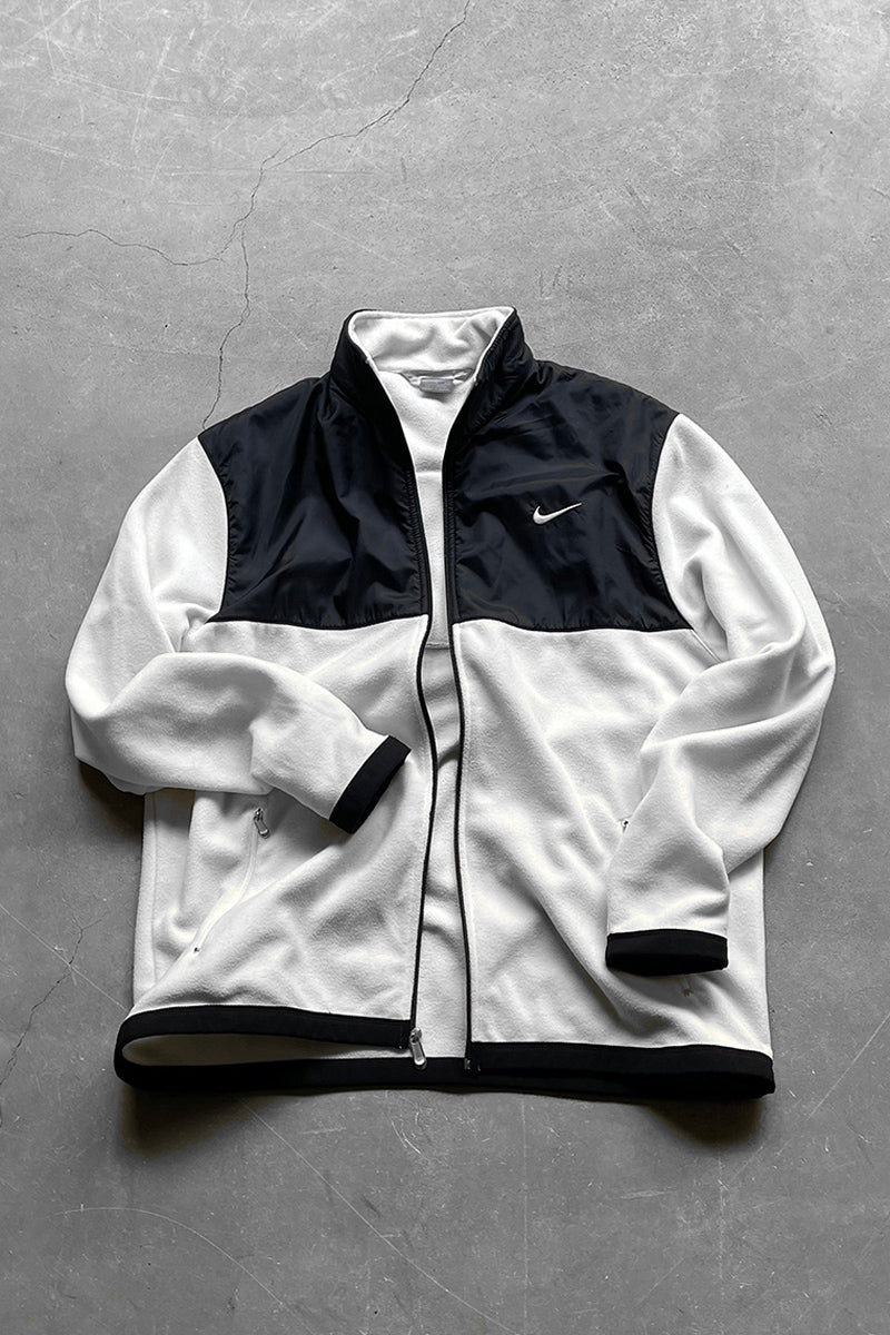 Y2K EARLY 00'S ZIP FLEECE JACKET / WHITE [SIZE: XL USED]