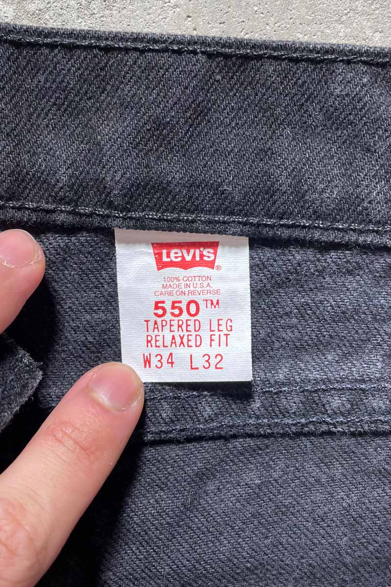 MADE IN USA 94'S 550 DENIM PANTS / SULFUR BLACK [SIZE: W34 x L32 USED]
