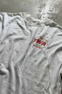 TWA BACK PRINT ADVERTISING T-SHIRT / WHITE [SIZE: XL相当 USED]