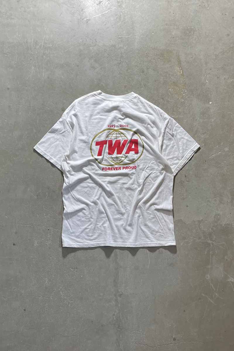TWA BACK PRINT ADVERTISING T-SHIRT / WHITE [SIZE: XL相当 USED]