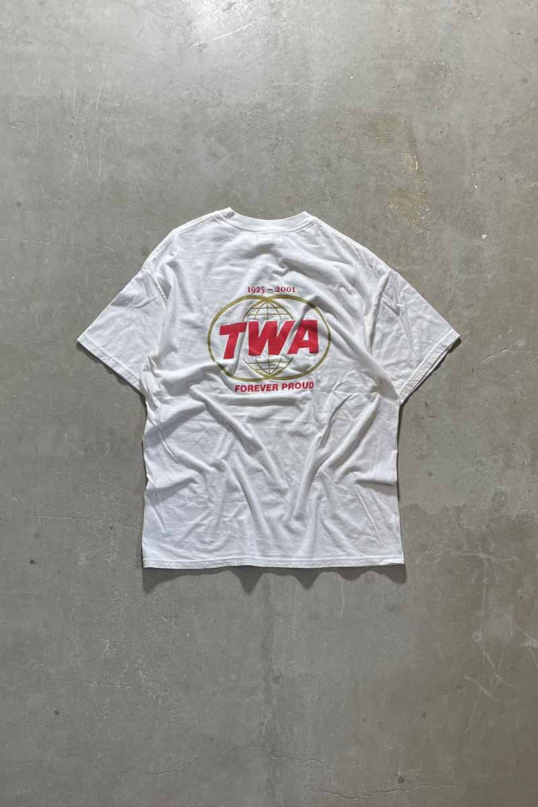 TWA BACK PRINT ADVERTISING T-SHIRT / WHITE [SIZE: XL相当 USED]
