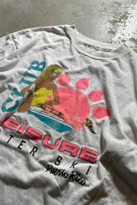 MADE IN USA 80'S CLUB LEISURE LOGO T-SHIRT / WHITE [SIZE: L USED]