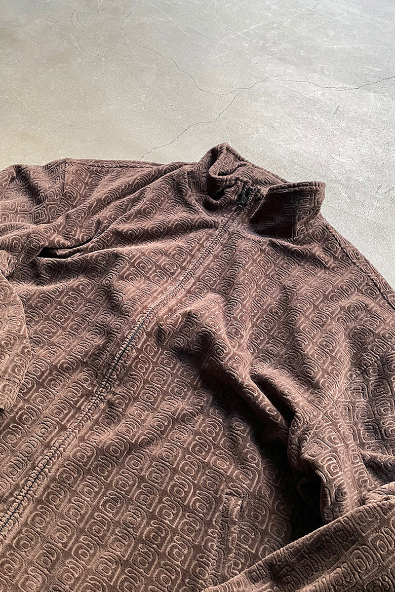 MONOGRAM VELOUR ZIP JACKET / BROWN [SIZE: M USED]