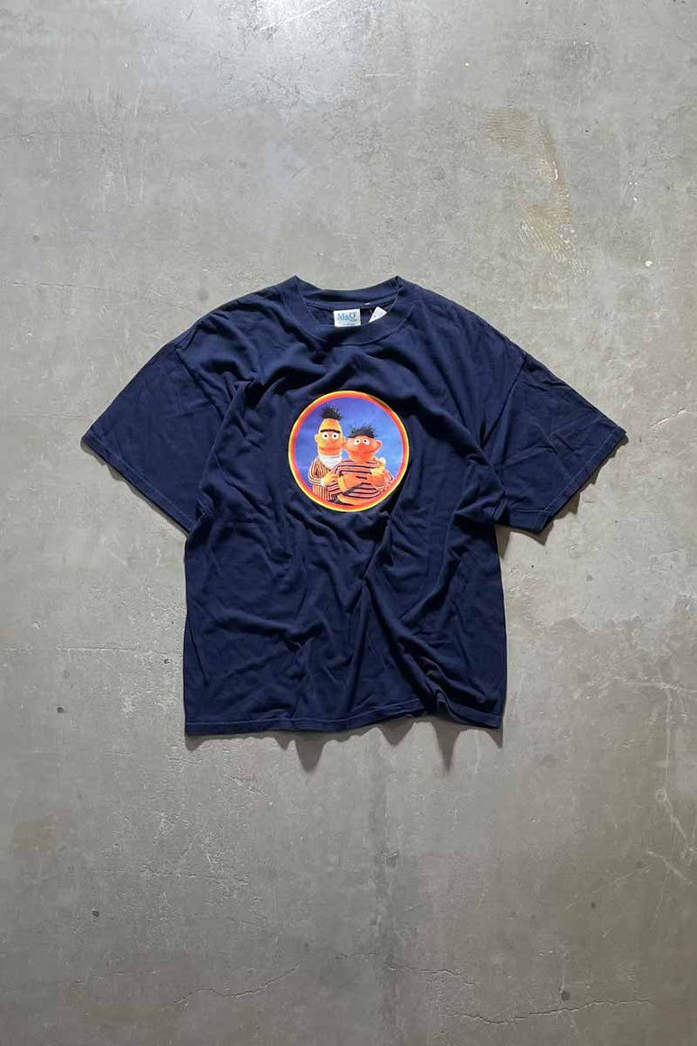 MADE IN MEXICO BERT & ERNIE PRINT T-SHIRT / NAVY [SIZE: XL USED]