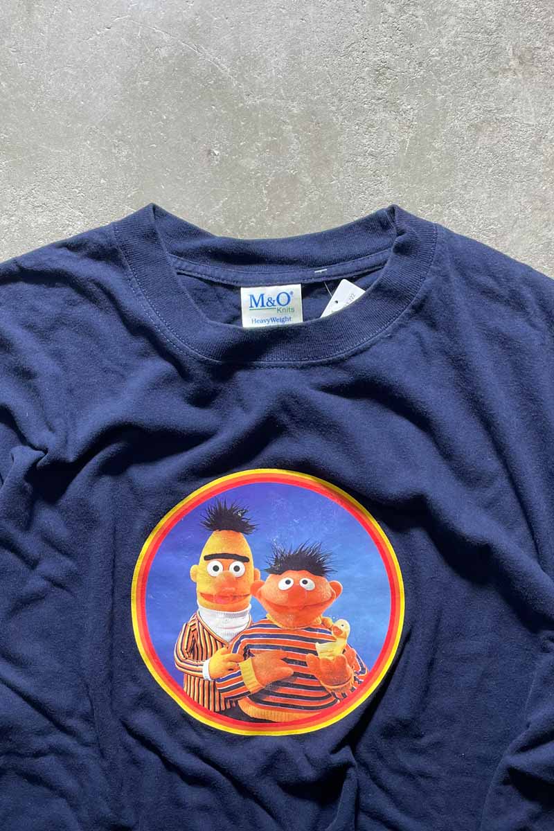 MADE IN MEXICO BERT & ERNIE PRINT T-SHIRT / NAVY [SIZE: XL USED]