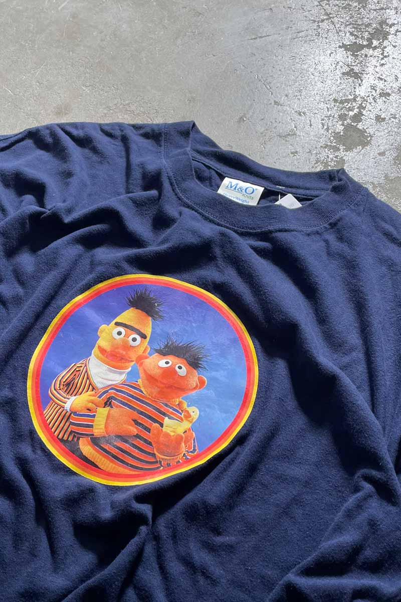 MADE IN MEXICO BERT & ERNIE PRINT T-SHIRT / NAVY [SIZE: XL USED]