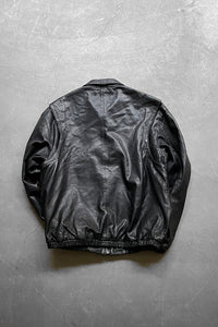 90'S LEATHER ZIP UP JACKET / BLACK [SIZE: M USED]