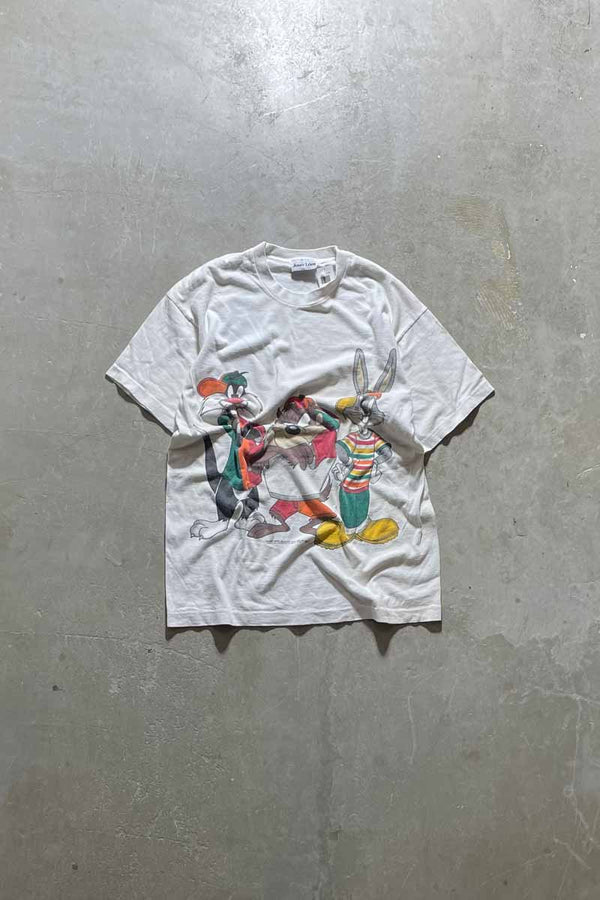 90'S LOONEY TUNES PRINT T-SHIRT / WHITE [SIZE: L equivalent USED]