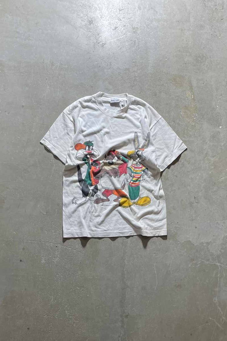 90'S LOONEY TUNES PRINT T-SHIRT / WHITE [SIZE: L相当 USED]