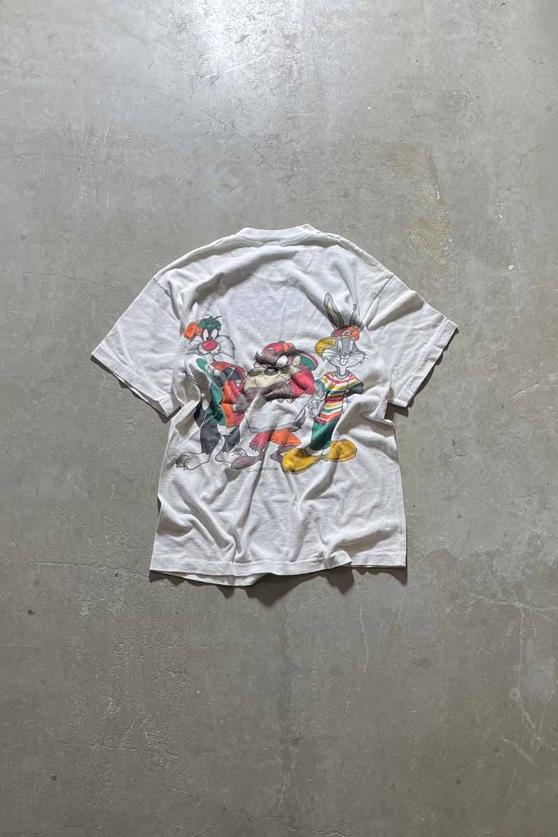 90'S LOONEY TUNES PRINT T-SHIRT / WHITE [SIZE: L equivalent USED]