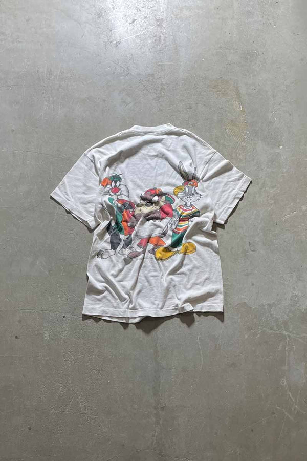 90'S LOONEY TUNES PRINT T-SHIRT / WHITE [SIZE: L equivalent USED]