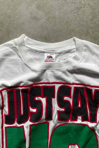 MADE IN USA 90'S JUST SAY HO PRINT T-SHIRT / WHITE [SIZE: L USED]