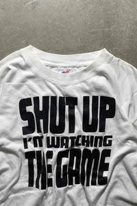 90'S SHUT UP PRINT MESSAGE T-SHIRT / WHITE [SIZE: L USED]