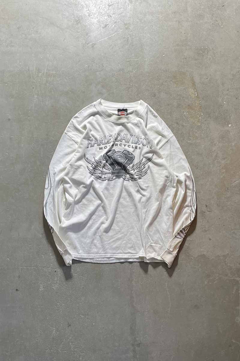 MADE IN MEXICO 90-00'S LOGO PRINT L/S T-SHIRT / WHITE [SIZE: L USED]