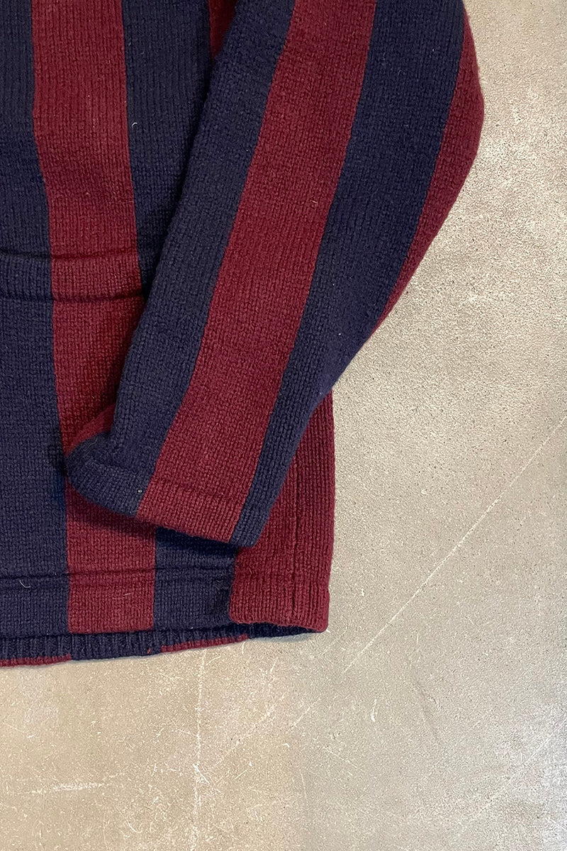 90'S LAMBSWOOL CARDIGAN / STRIPE [SIZE: M USED]