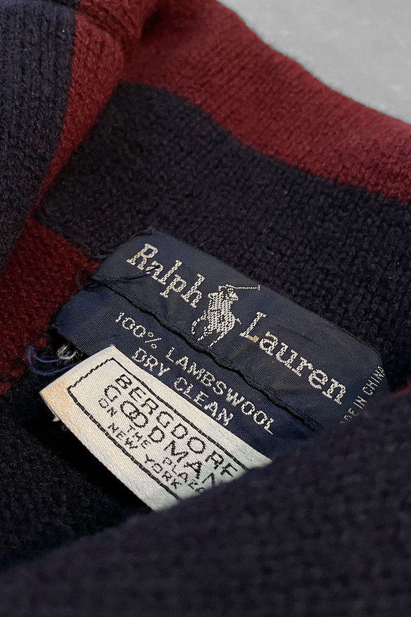90'S LAMBSWOOL CARDIGAN / STRIPE [SIZE: M USED]