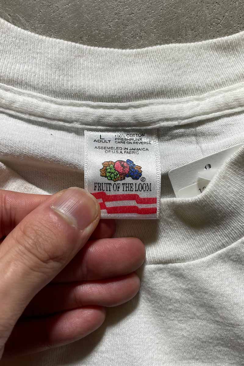 MADE IN USA 90'S LUXOTTICA PRINT T-SHIRT / WHITE [SIZE: L USED]