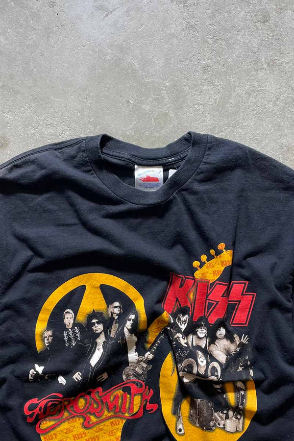 MADE IN MEXICO 03-04 KISS AEROSMITH TOUR BAND T-SHIRT / BLACK [SIZE: L USED]