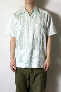 80’S S/S CUBA SHIRT / LIGHT GREEN [SIZE: L USED]