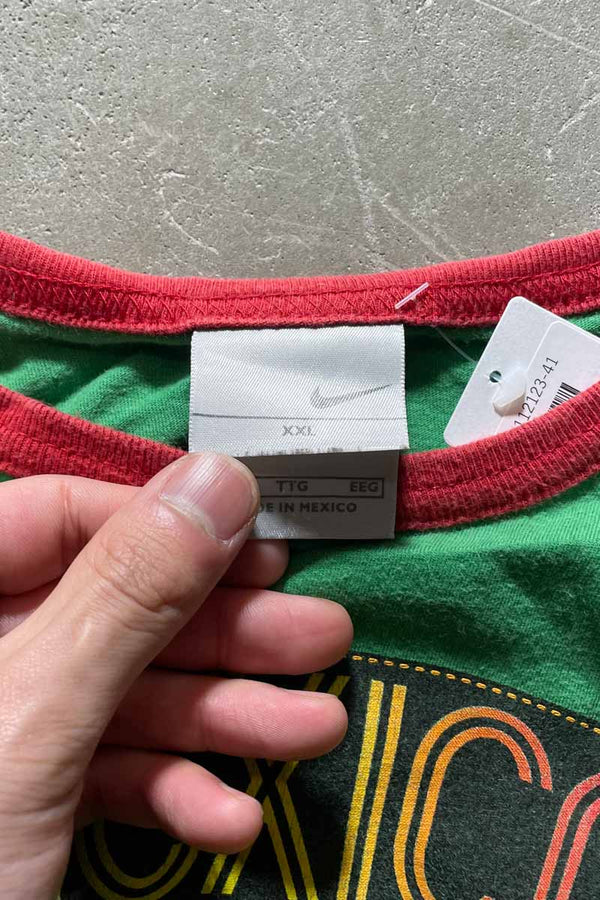 MADE IN MEXICO Y2K EARLY 00'S RINGER T-SHIRT / GREEN [SIZE: 2XL USED]