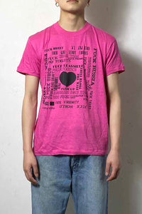 MADE IN PAKISTAN 90'S FUCK PRINT MESSAGE T-SHIRT / PINK [SIZE: M USED]