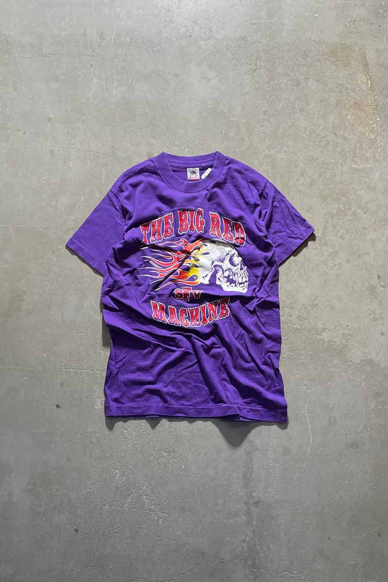 MADE IN USA 90'S SKALL PRINT T-SHIRT / PURPLE [SIZE: M USED]