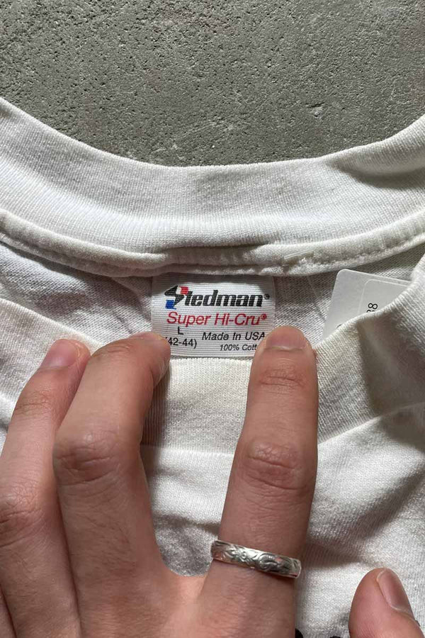 MADE IN USA 91'S SCUDBUSTERS PARODY T-SHIRT / WHITE [SIZE: L USED]