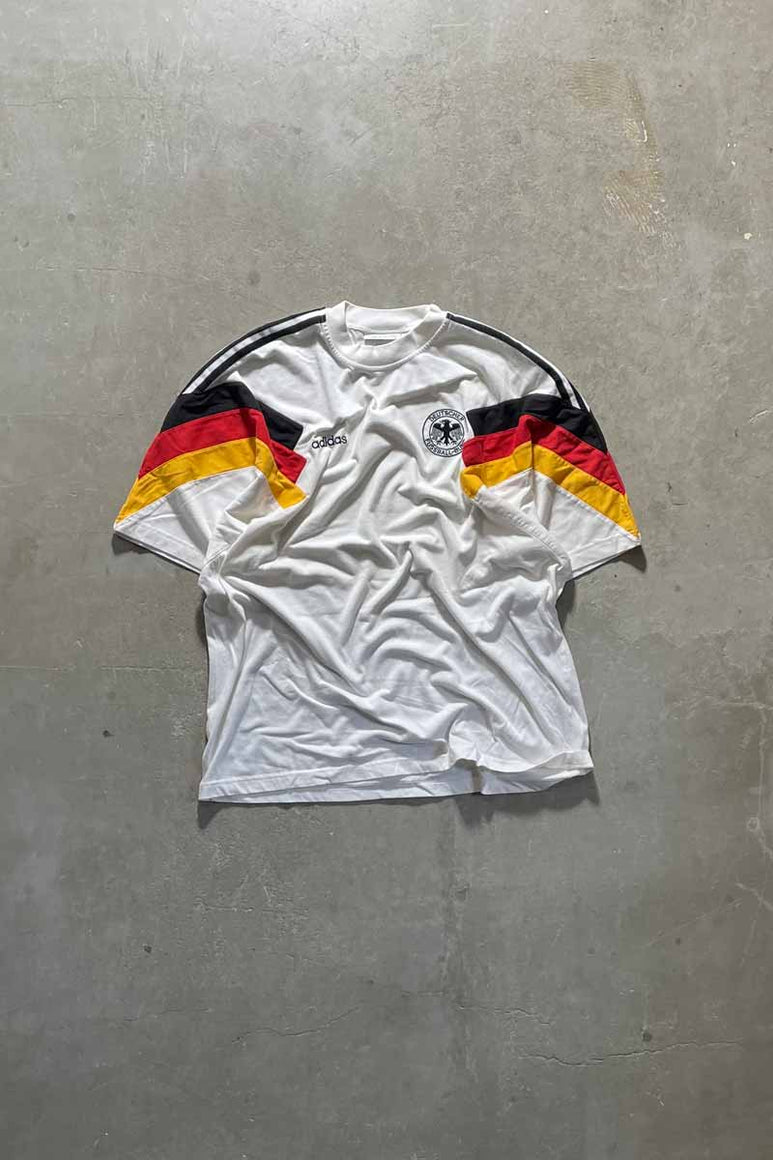 90'S GERMANY NATIONAL SOCCER TEAM T-SHIRT / WHITE [SIZE:XL USED]