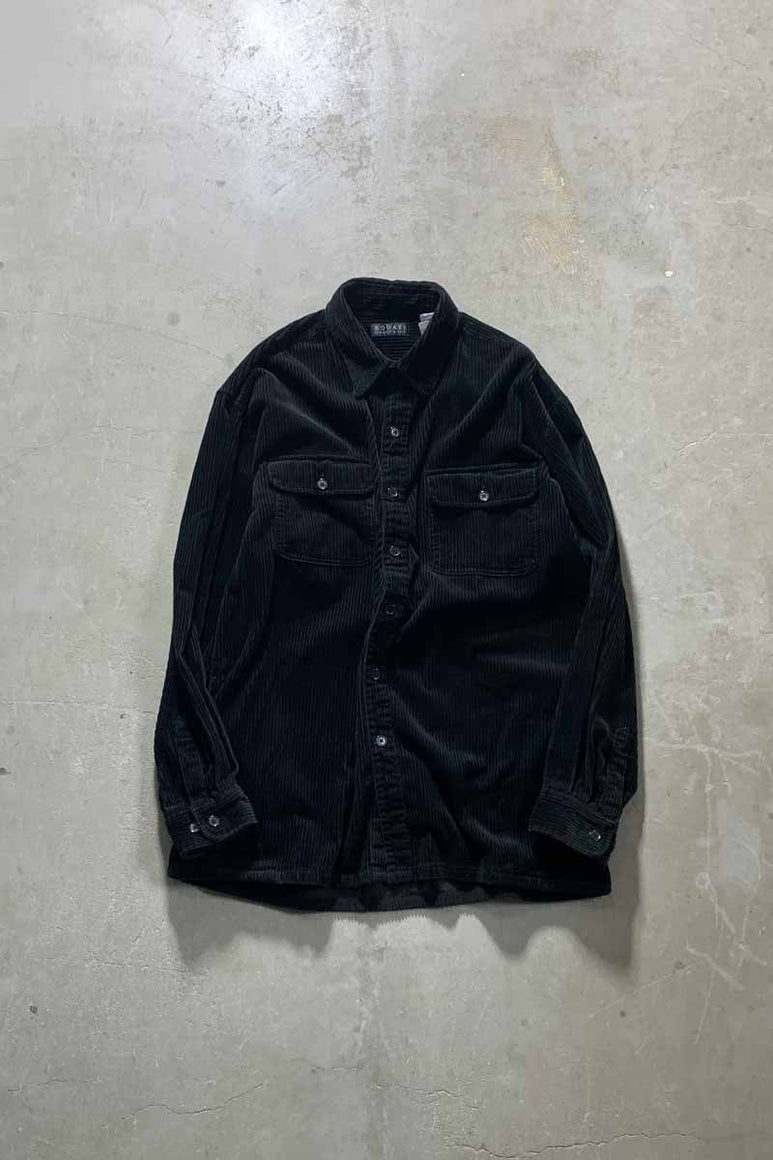 90'S L/S CORDUROY SHIRT JACKET / BLACK [SIZE: XL USED]