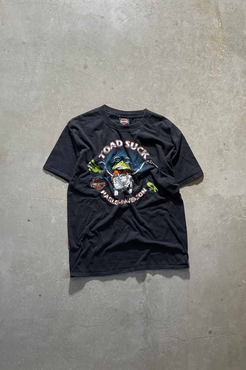 11'S TOAD SUCK PRINT MOTORCYCLE T-SHIRT / BLACK [SIZE: L USED]