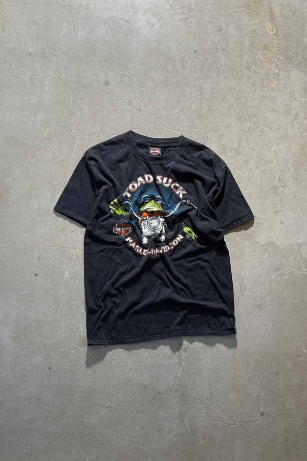 11'S TOAD SUCK PRINT MOTORCYCLE T-SHIRT / BLACK [SIZE: L USED]