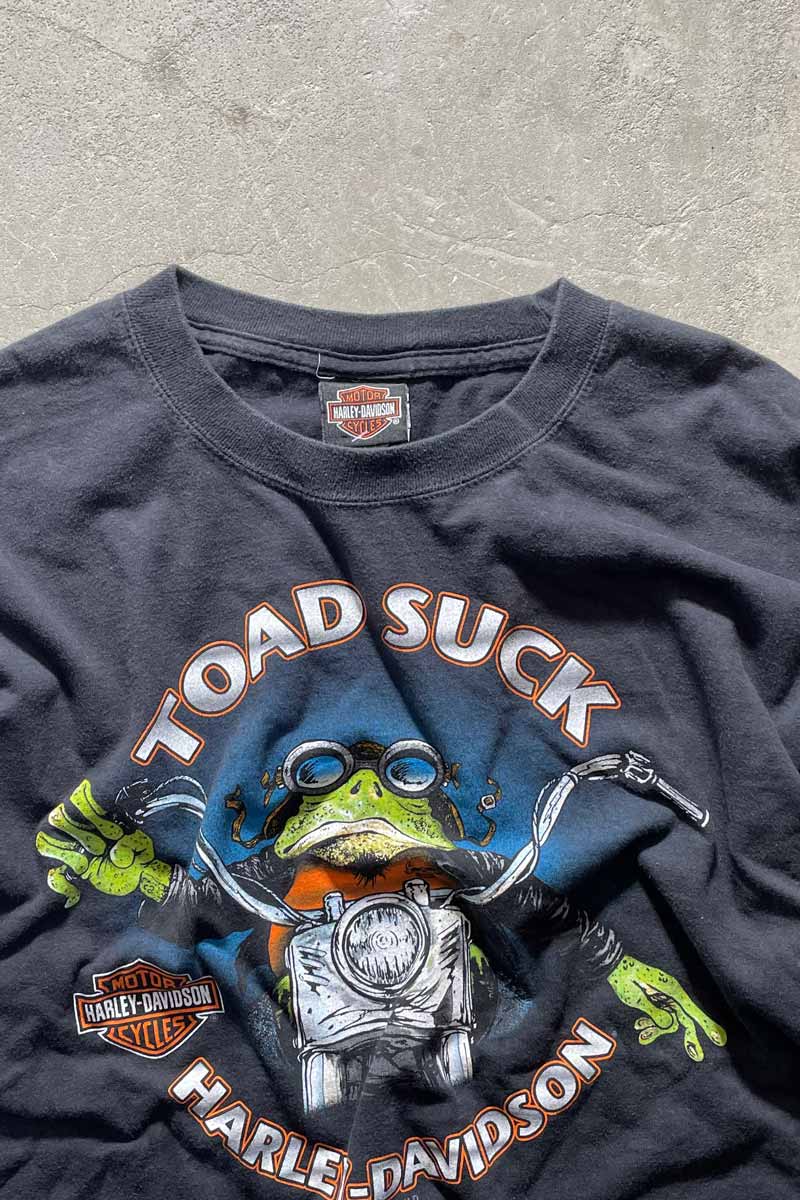 11'S TOAD SUCK PRINT MOTORCYCLE T-SHIRT / BLACK [SIZE: L USED]