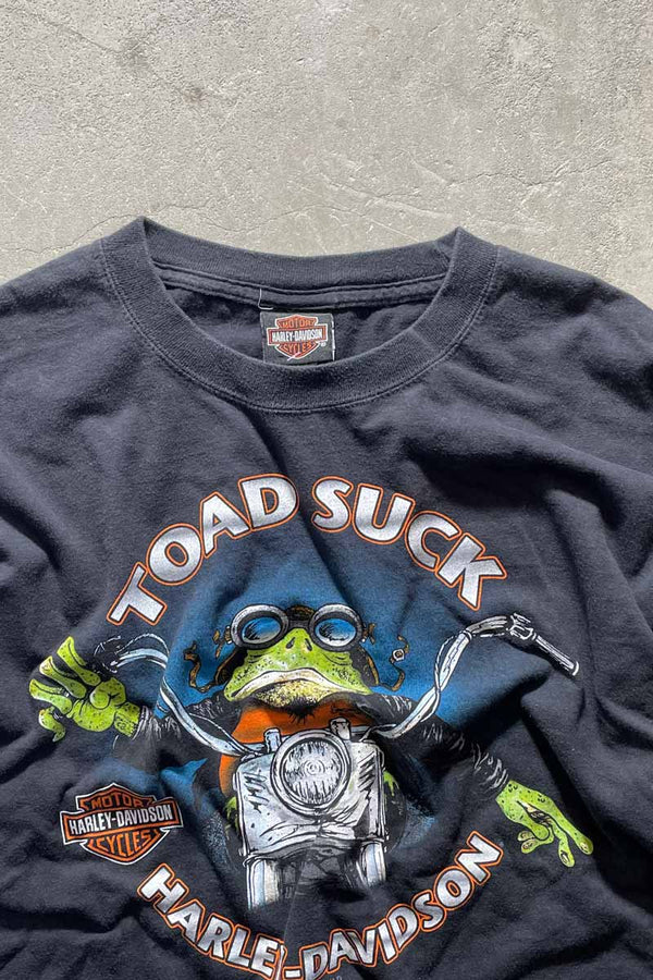 11'S TOAD SUCK PRINT MOTORCYCLE T-SHIRT / BLACK [SIZE: L USED]