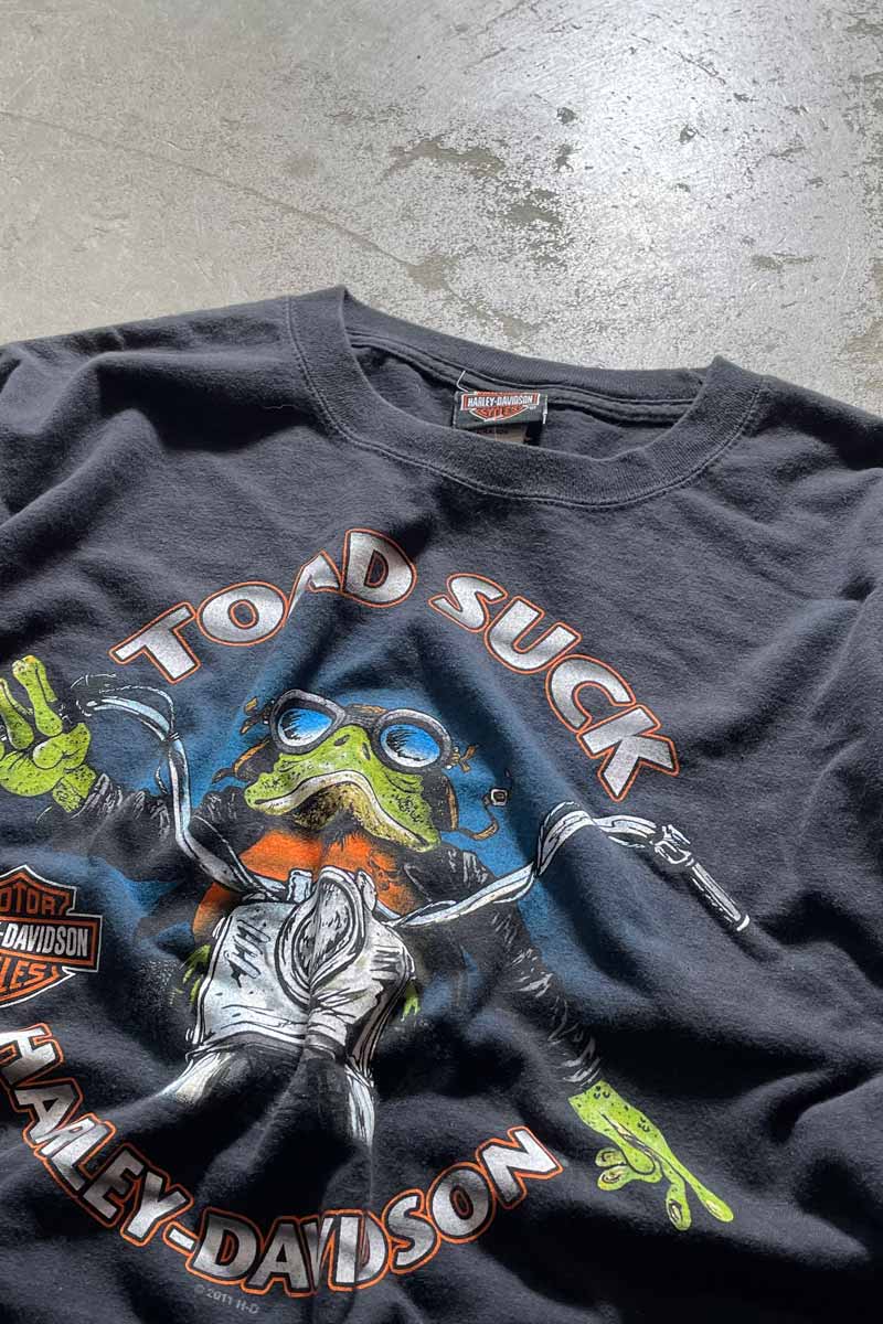 11'S TOAD SUCK PRINT MOTORCYCLE T-SHIRT / BLACK [SIZE: L USED]