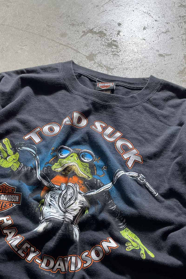 11'S TOAD SUCK PRINT MOTORCYCLE T-SHIRT / BLACK [SIZE: L USED]