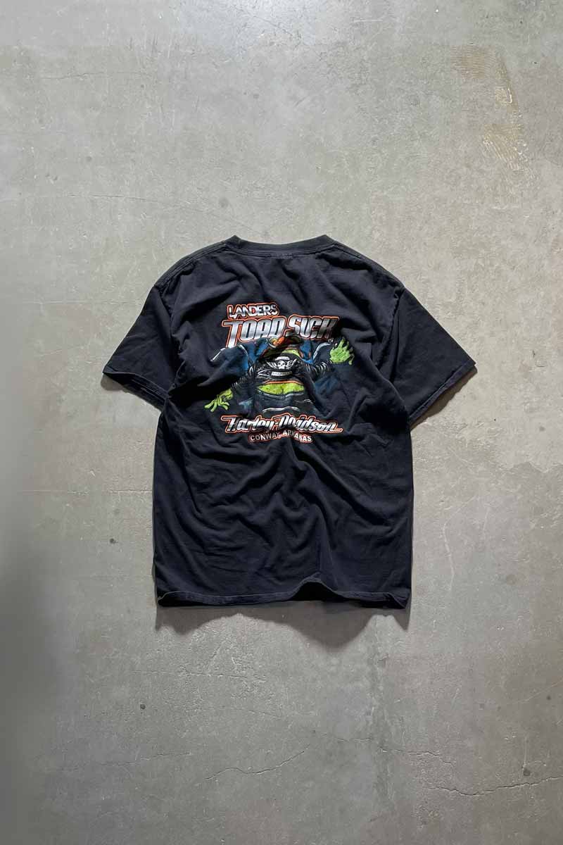 11'S TOAD SUCK PRINT MOTORCYCLE T-SHIRT / BLACK [SIZE: L USED]