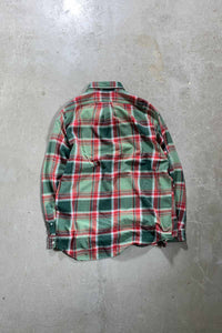 90'S L/S B.D COTTON FLANNEL CHECK BLAKE SHIRT / GREEN / RED [SIZE: L USED]
