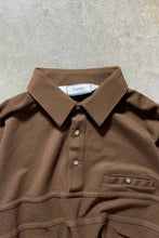 画像をギャラリービューアに読み込む, L/S DESIGN POLO SHIRT / BROWN [SIZE: XL USED]
