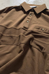 L/S DESIGN POLO SHIRT / BROWN [SIZE: XL USED]