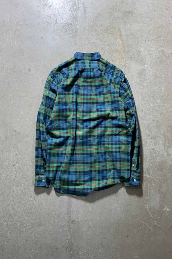 90'S L/S B.D CHECK SHIRT / GREEN / BLUE [SIZE: M USED]
