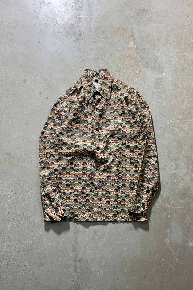 MADE IN USA 70'S L/S DESIGN SHIRT / MULTI [SIZE: M USED]