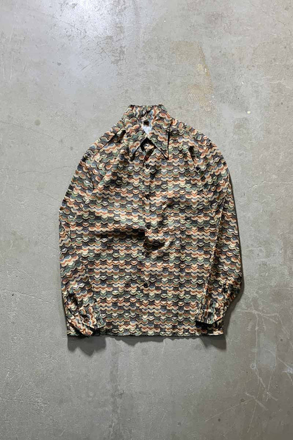 MADE IN USA 70'S L/S DESIGN SHIRT / MULTI [SIZE: M USED]