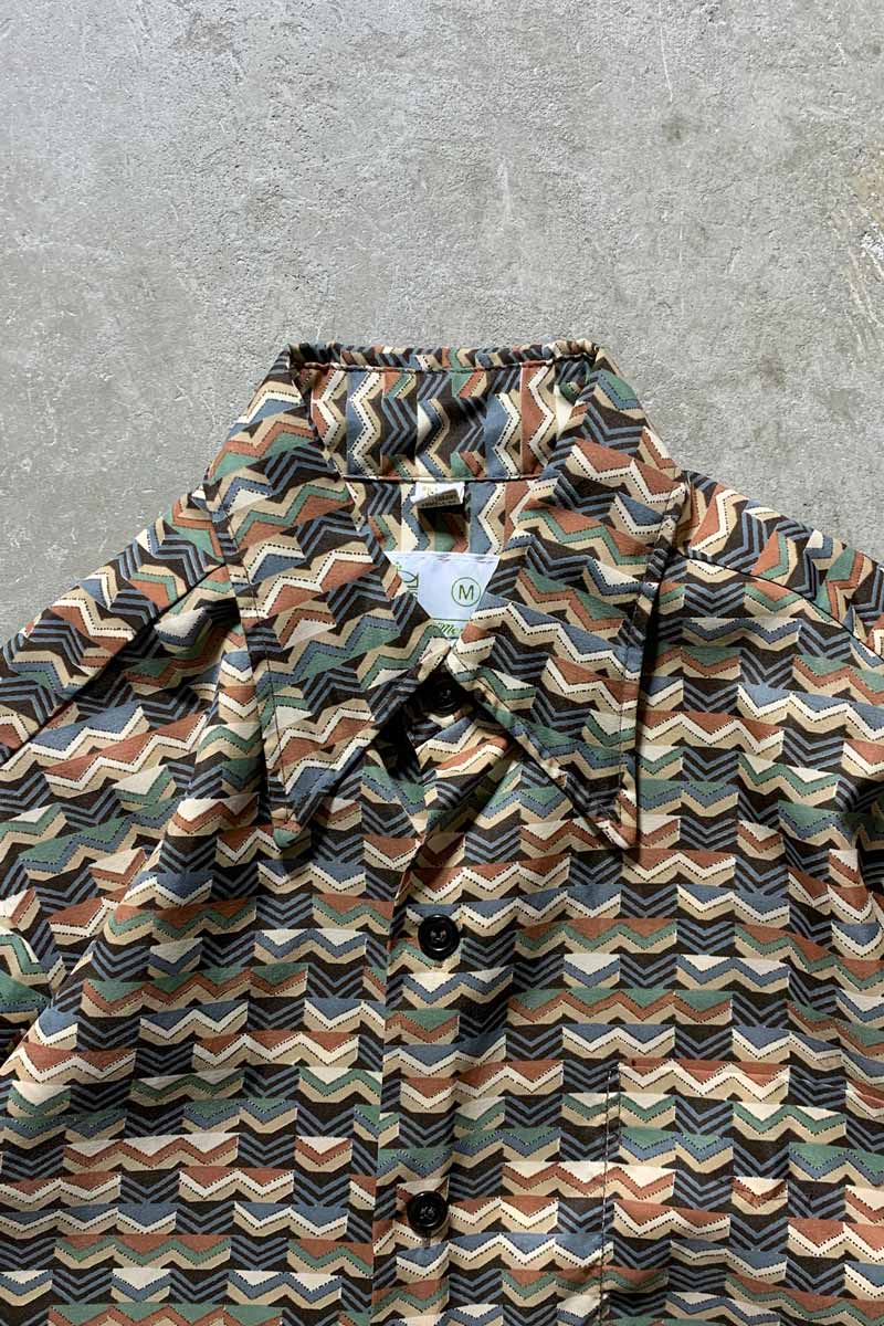 MADE IN USA 70'S L/S DESIGN SHIRT / MULTI [SIZE: M USED]