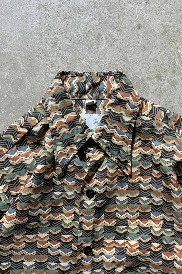 MADE IN USA 70'S L/S DESIGN SHIRT / MULTI [SIZE: M USED]