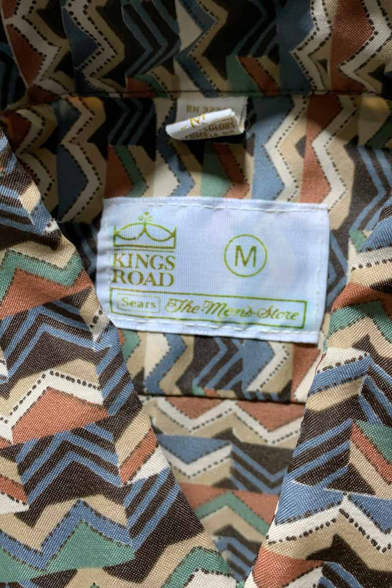 MADE IN USA 70'S L/S DESIGN SHIRT / MULTI [SIZE: M USED]