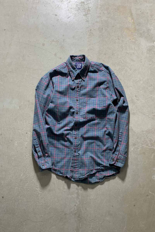 90'S L/S B.D COTTON CHECK SHIRT / PURPLE [SIZE: S USED]