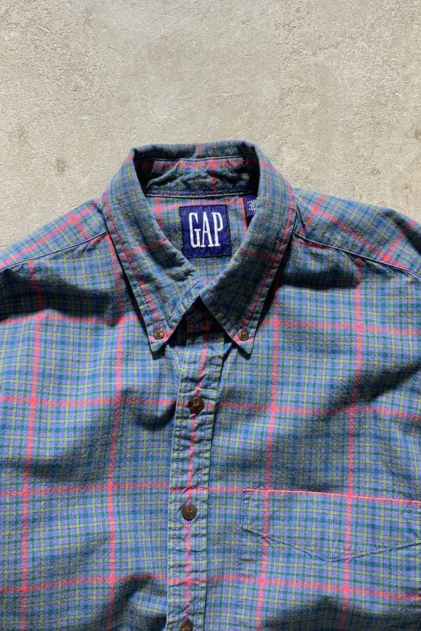 90'S L/S B.D COTTON CHECK SHIRT / PURPLE [SIZE: S USED]