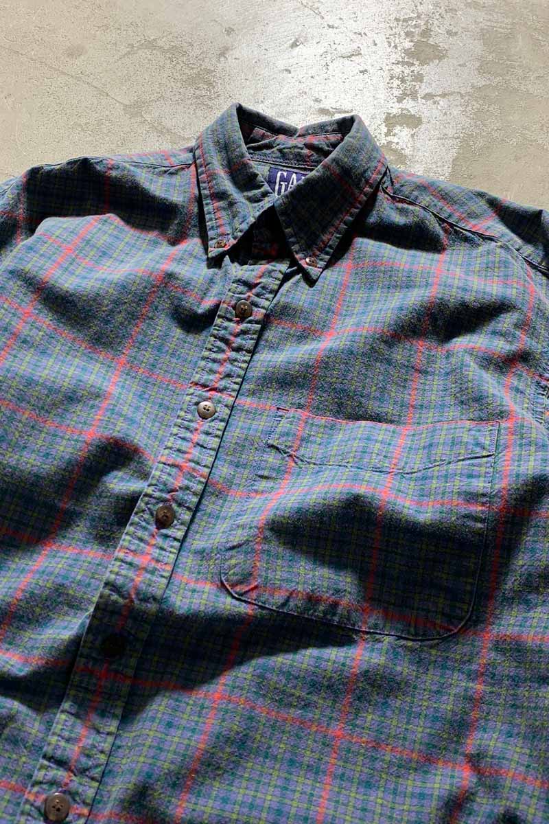 90'S L/S B.D COTTON CHECK SHIRT / PURPLE [SIZE: S USED]