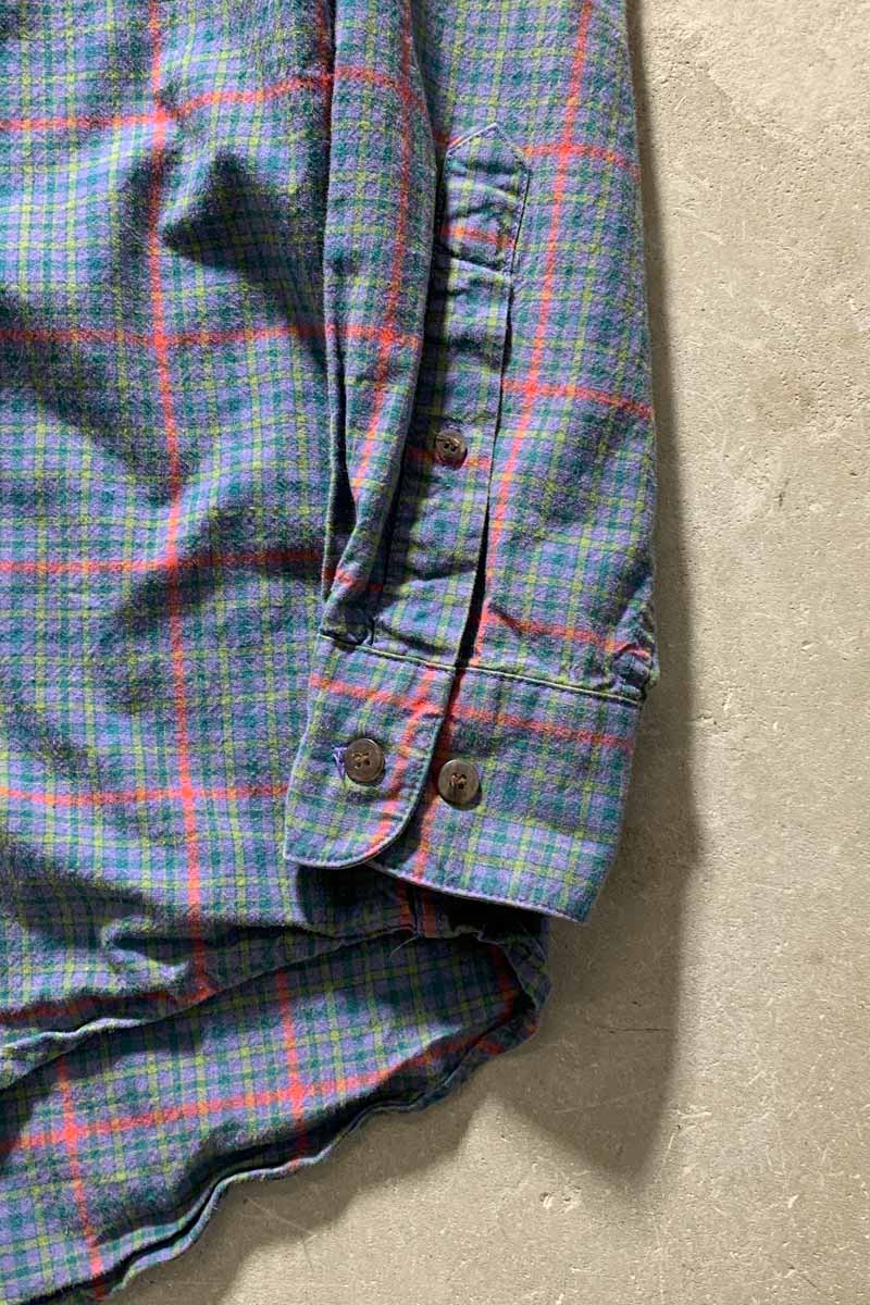 90'S L/S B.D COTTON CHECK SHIRT / PURPLE [SIZE: S USED]